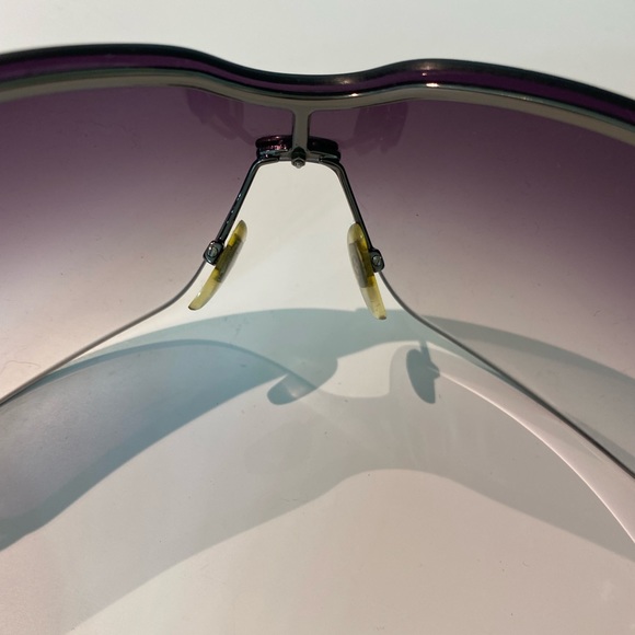 Gucci GG Gunmetal Silver Logo Wrap Purple Tint Floating Frame Ivory Sunglasses - Picture 6 of 10